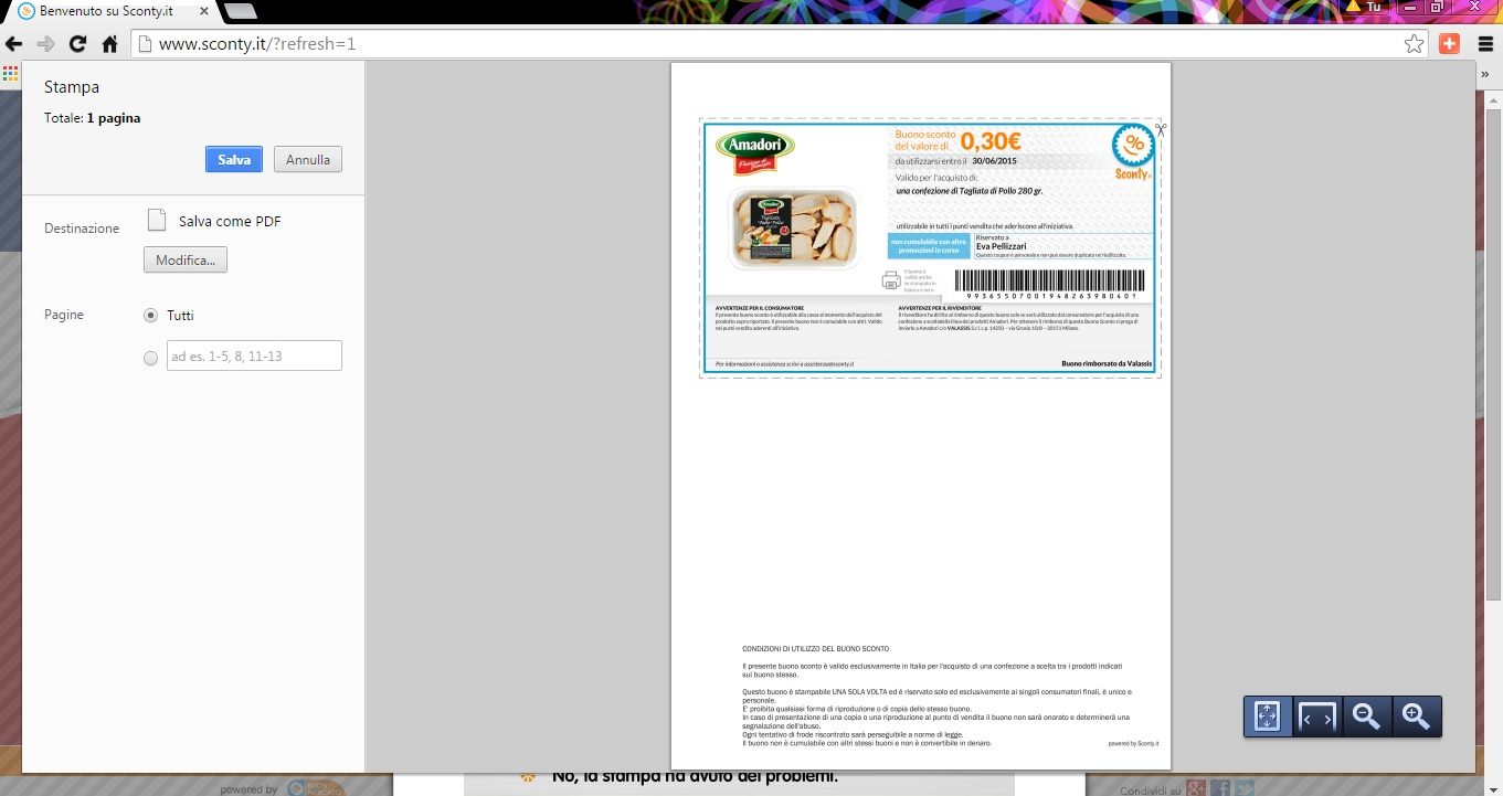 Come salvare i Buoni Sconto in PDF per stamparli in un secondo momento