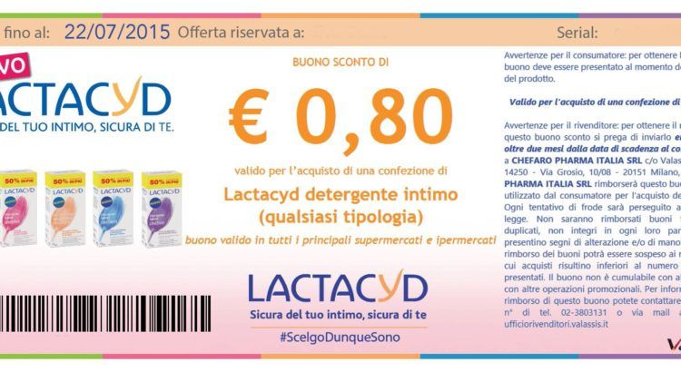 Stampa Subito 3 Buoni Sconto da 0,80€ per Lactacyd Intimo 2