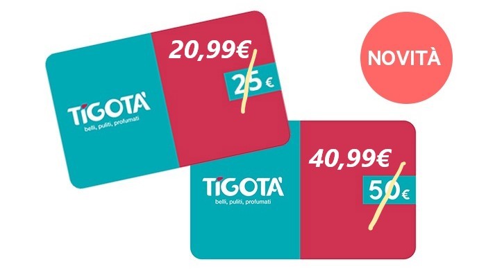 Gift card Tigotà da 25€ a 20,99€ e da 50€ a 40,99