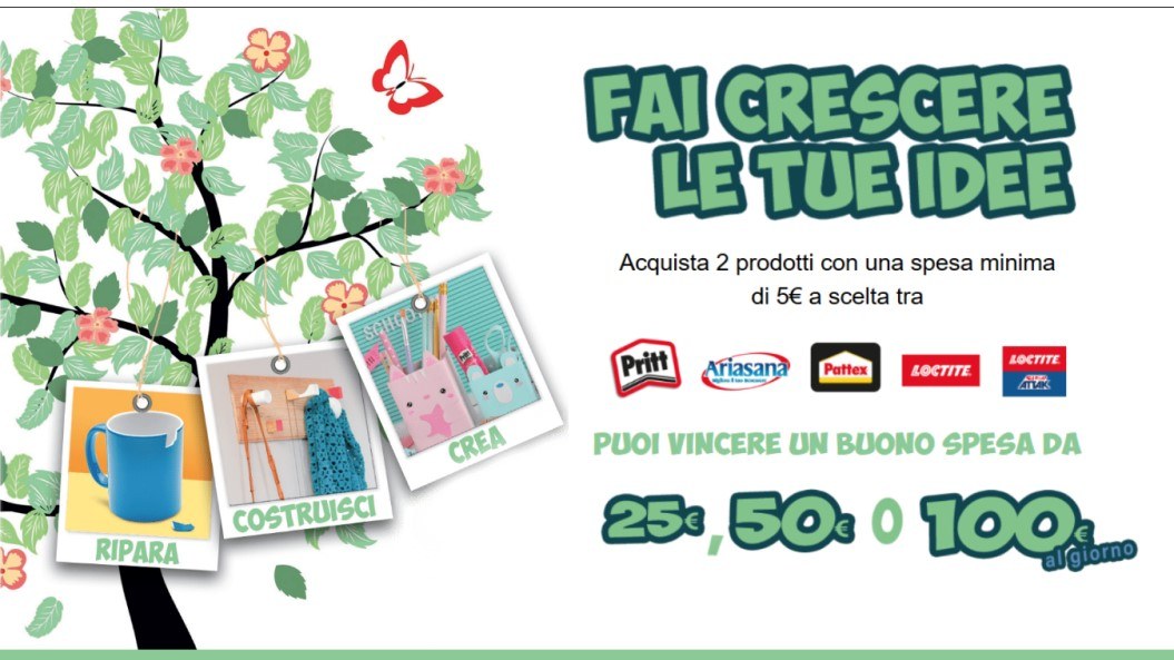 Concorso Loctite, Loctite Super Attak, Pritt, Pattex e Ariasana "Fai crescere le tue idee": vinci buoni spesa da 25€, 50€ e 100€! 2