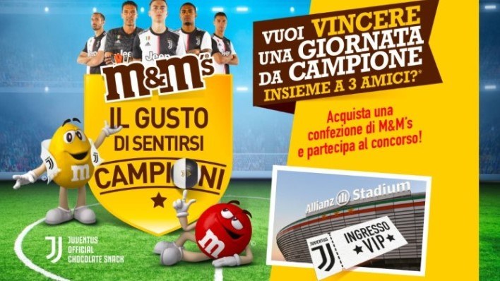 Concorso M&M's “Il Gusto Di Sentirsi Campioni”: vinci walk-about e Skybox per la partita Juventus-Roma 1