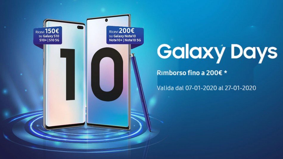 "Galaxy Days": acquista Samsung Galaxy e ricevi un rimborso fino a 200€ 2