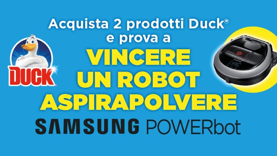 Concorso Duck da Caddys vinci robot aspirapolvere Samsung