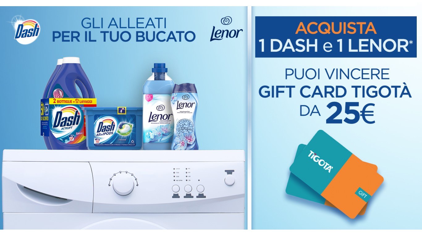 Concorso Dash e Lenor da Tigotà vinci Gift Card da 25 Euro