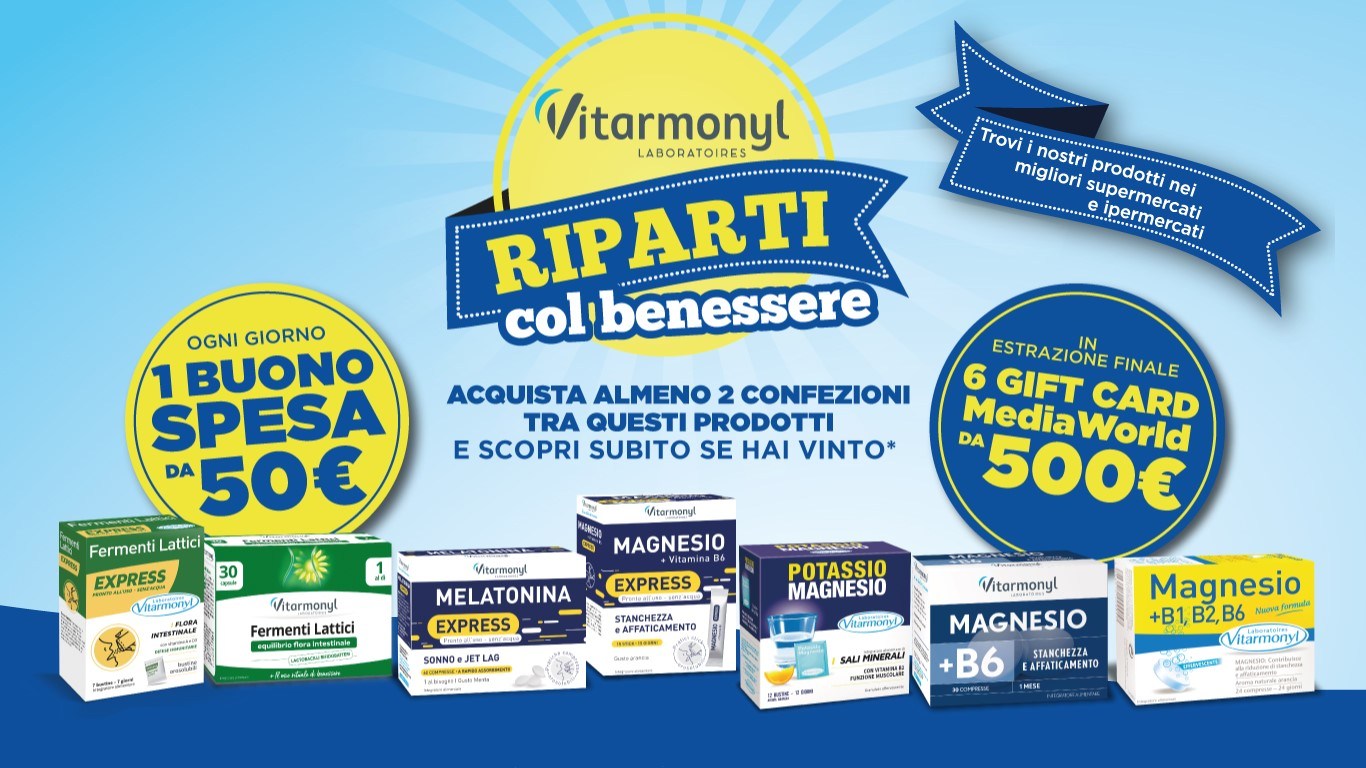 Concorso Vitarmonyl vinci buoni spesa e buoni Mediaworld