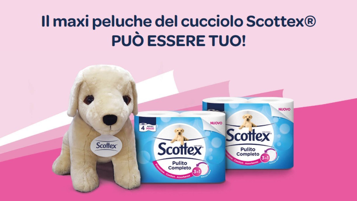 VINCI IL MAXI PELUCHE DEL CUCCIOLO SCOTTEX da Acqua e sapone