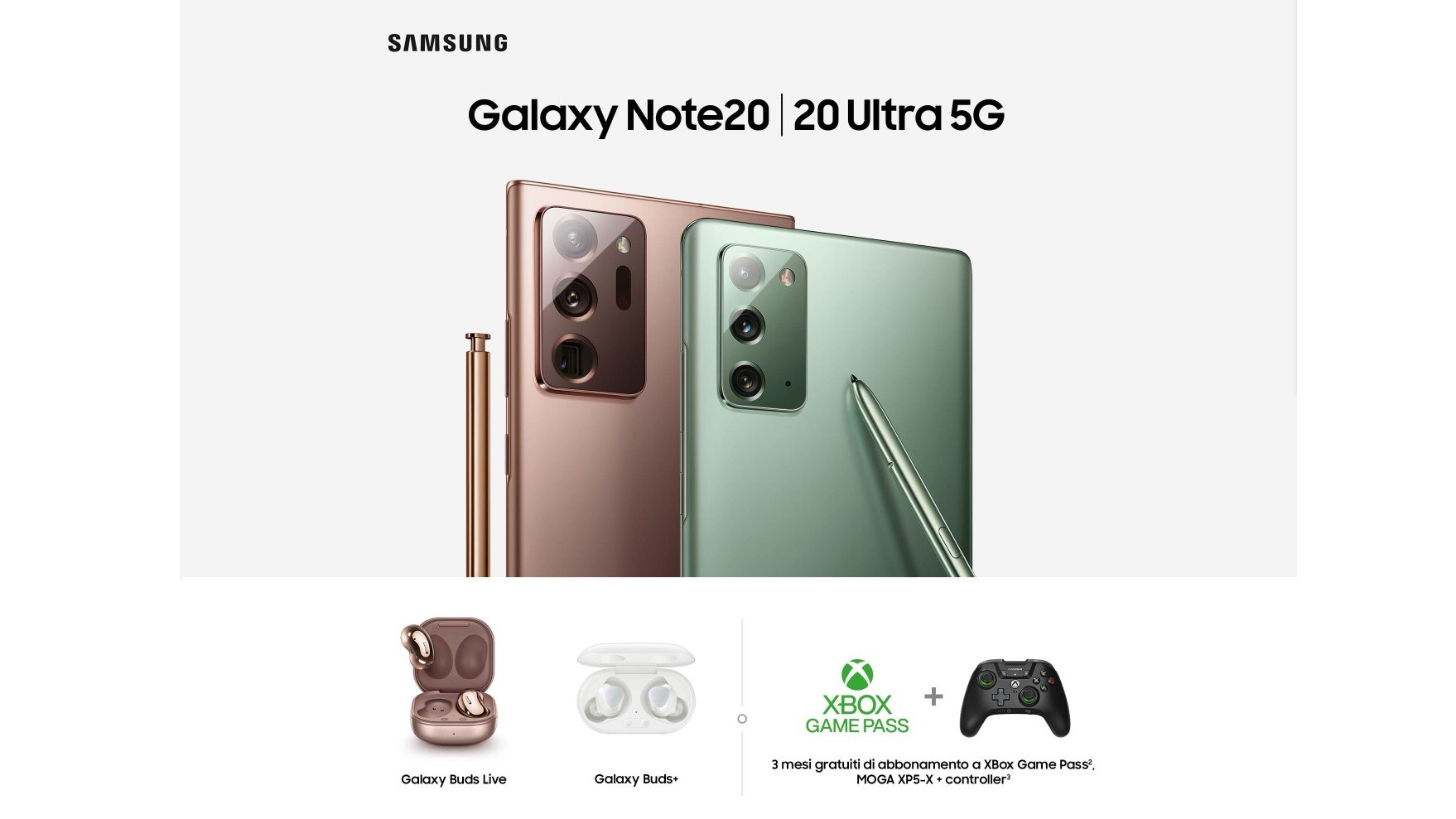 Prenota Galaxy Note20 e 20 Ultra 5G premio certo a scelta