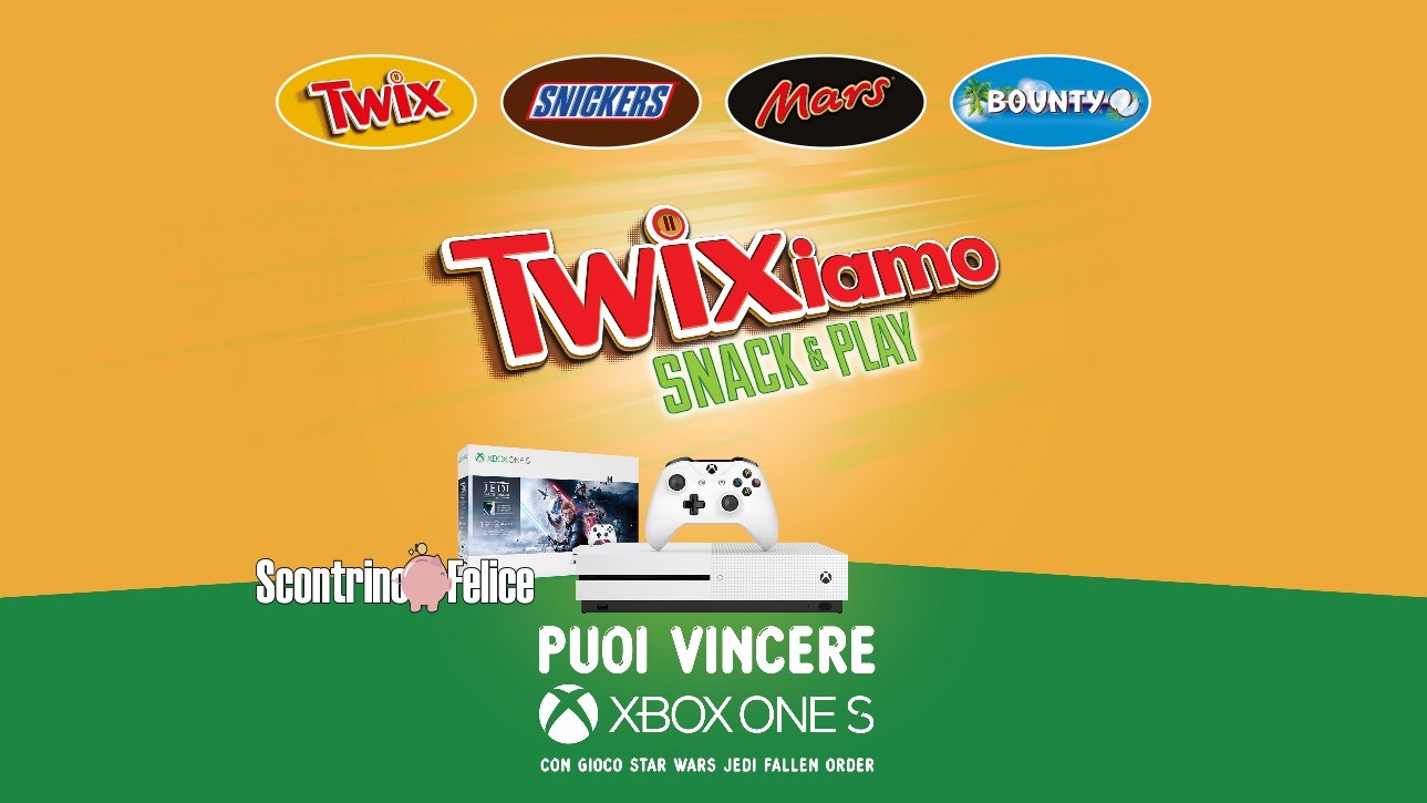 Concorso Mars Bounty Snickers Twix Snack e Play vinci Console XBOX ONE S