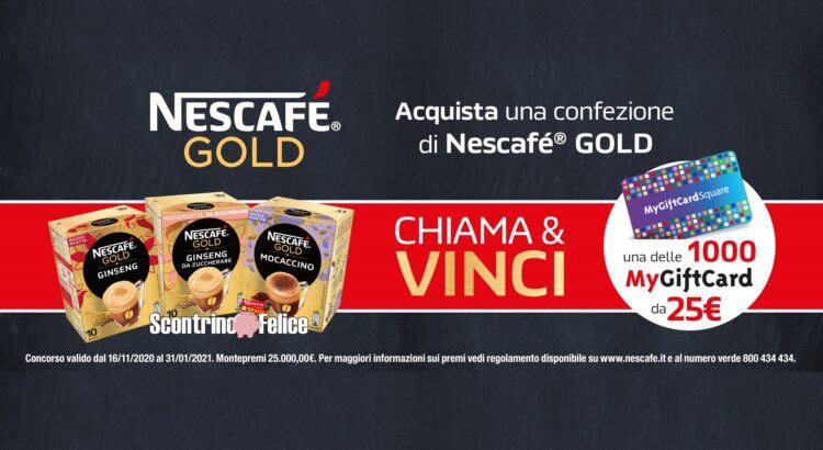 Concorso Nescafé GOLD vinci una delle MyGiftCard da 25€