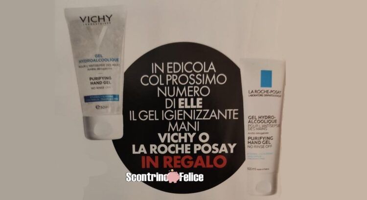 gel igienizzante mani Vichy o La Roche Posay con ELLE
