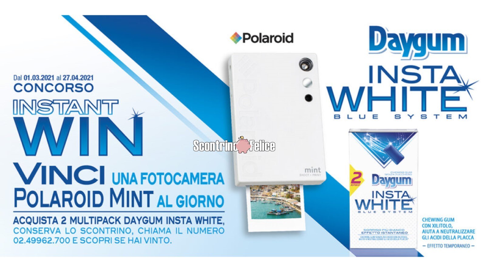 concorso Daygum Insta White 2021 vinci fotocamere Polaroid Mint