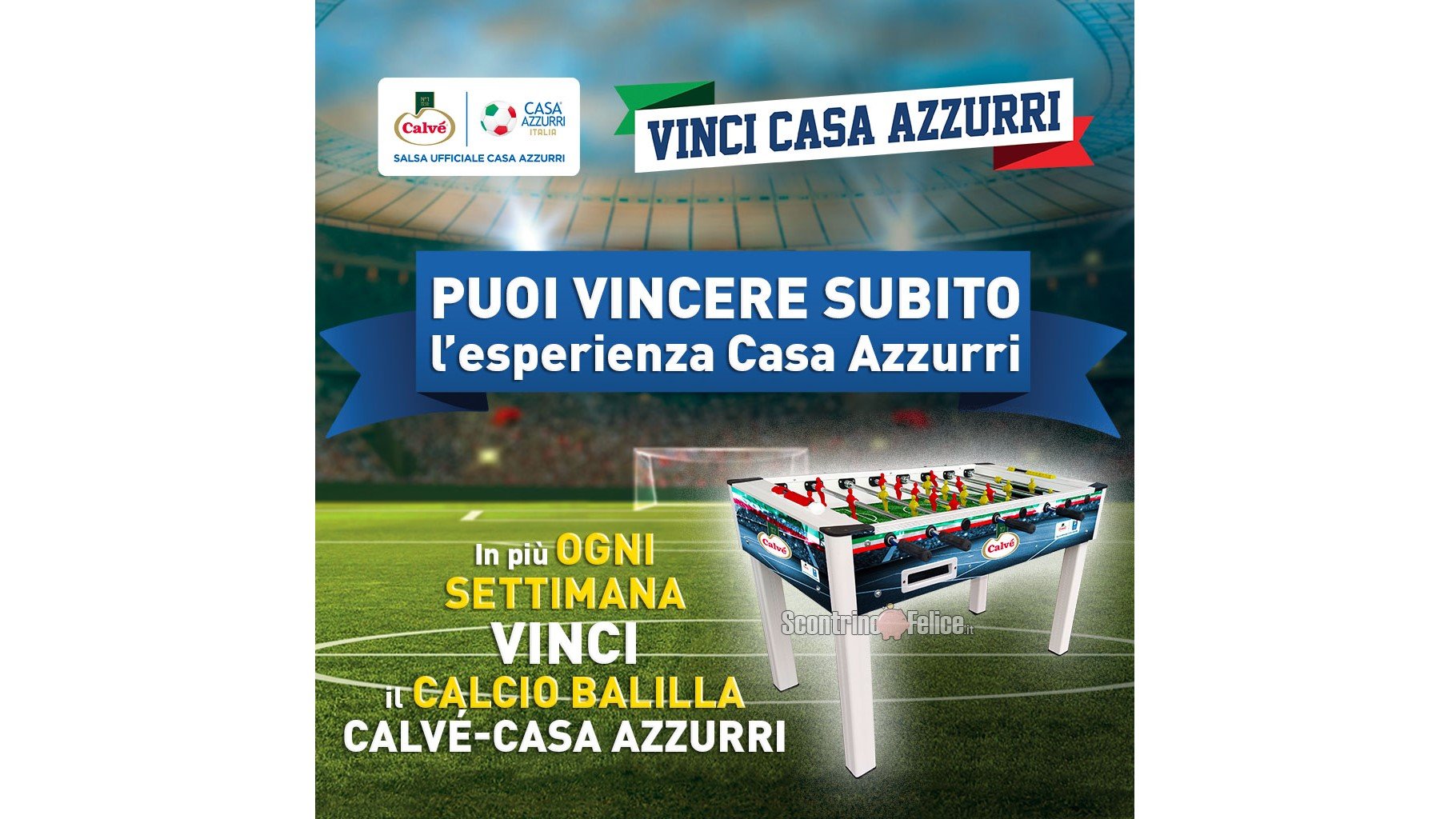 Concorso Calvè Tifo Di Gusto in palio Esperienze Casa Azzurri Gift Card per partite on demand e CalcioBalilla