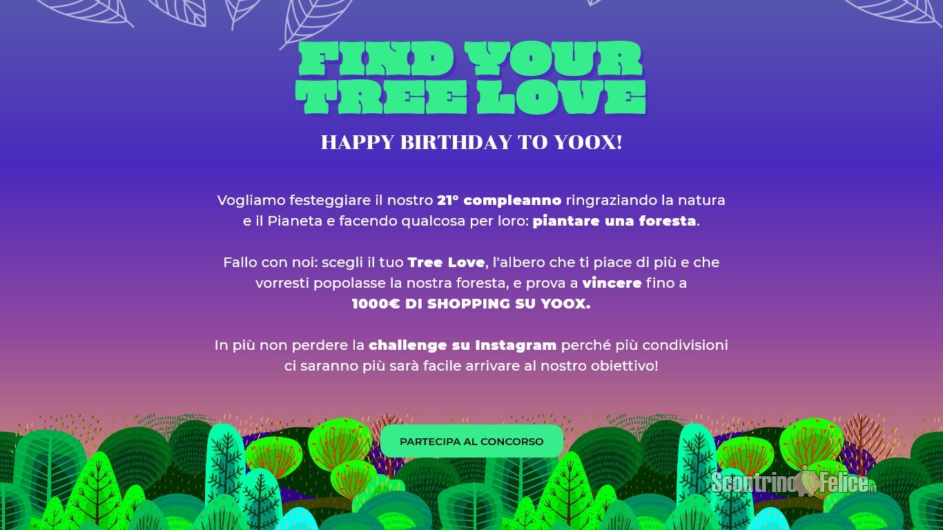 Concorso gratuito Yoox Find your tree love vinci voucher da 100€ o 1000€