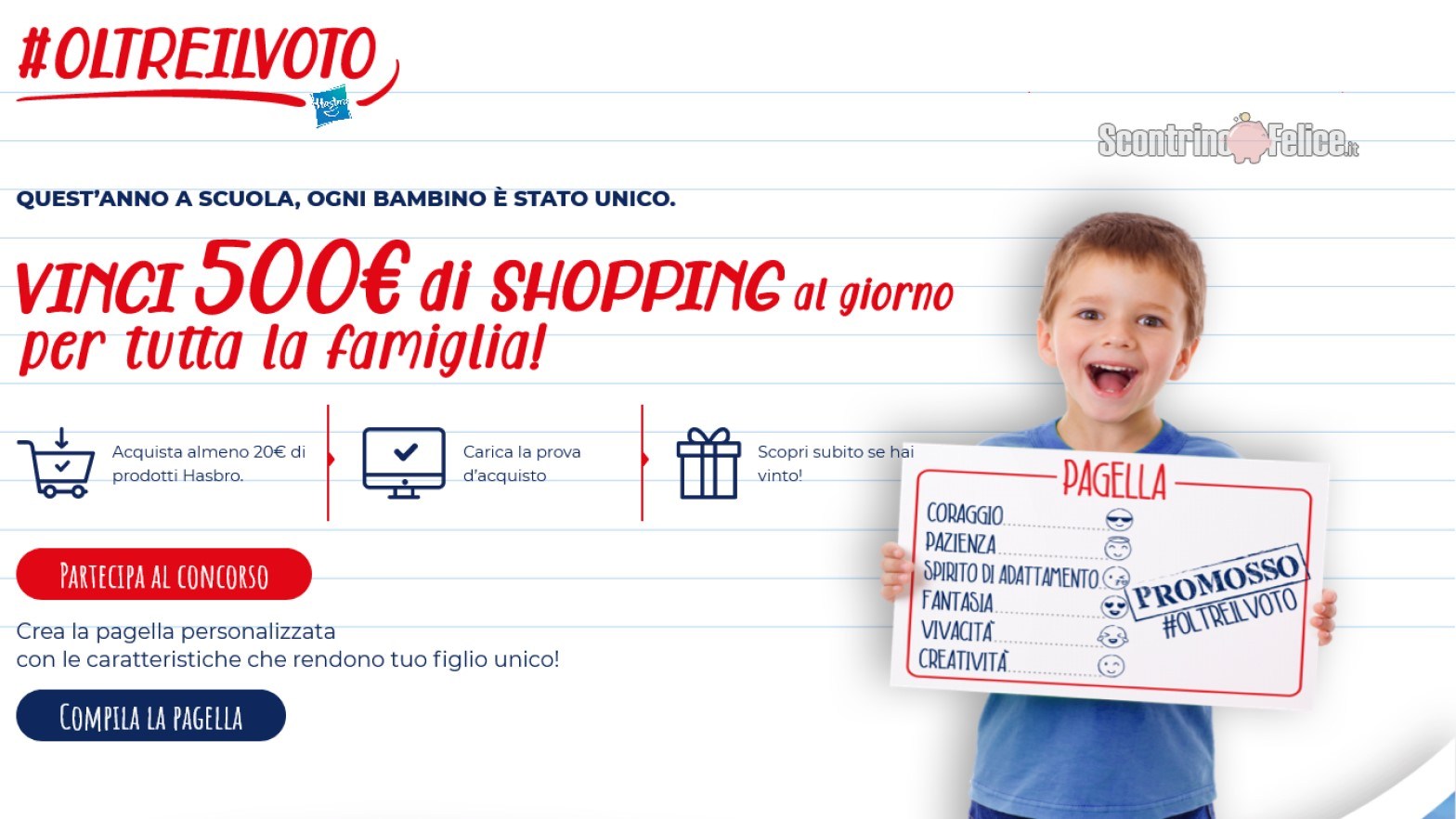Concorso Hasbro Oltre il voto vinci 32 Gift Card Idea Shopping da 500€