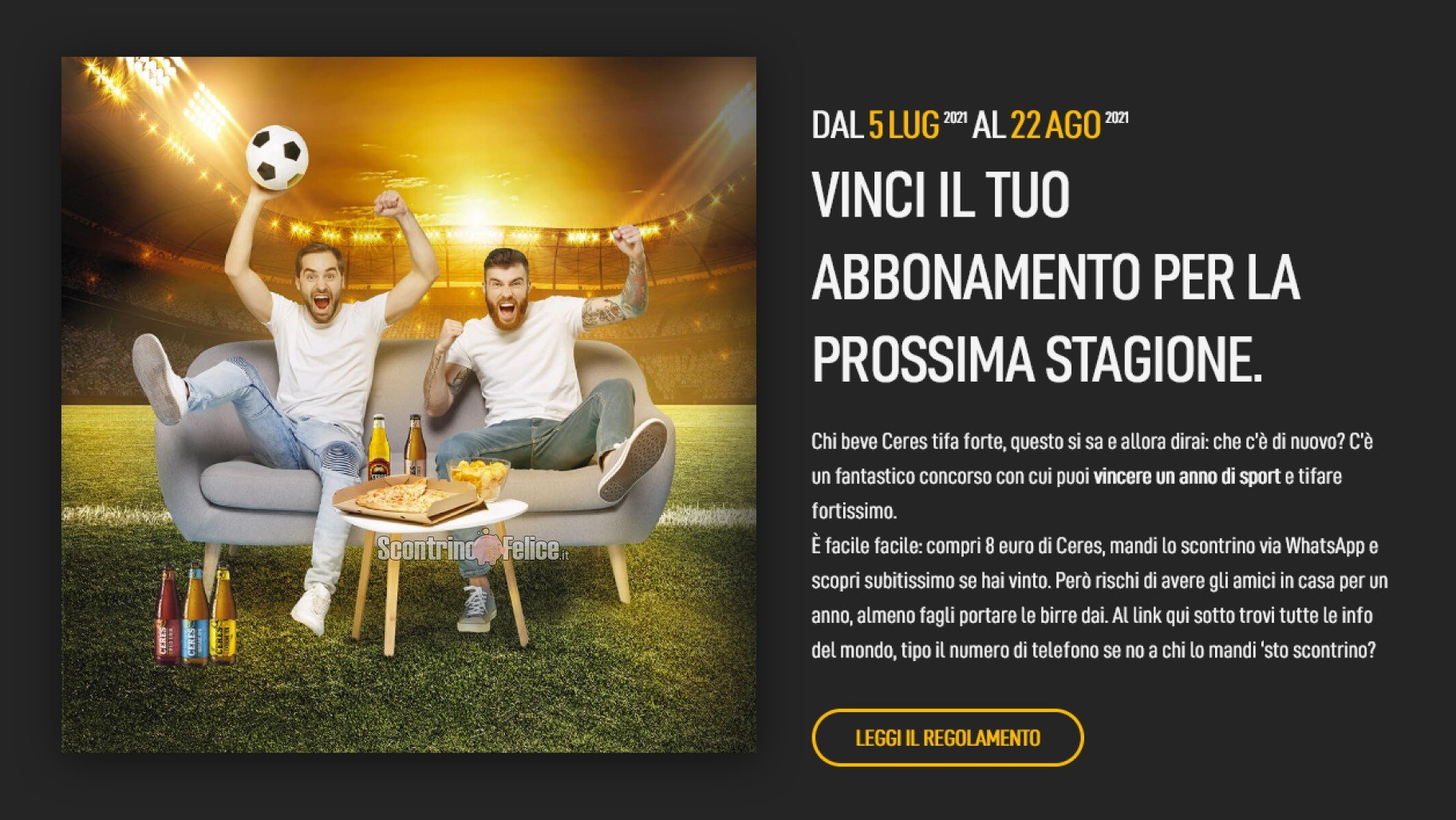 Concorso Tifa forte con Ceres vinci abbonamenti annuali a DAZN