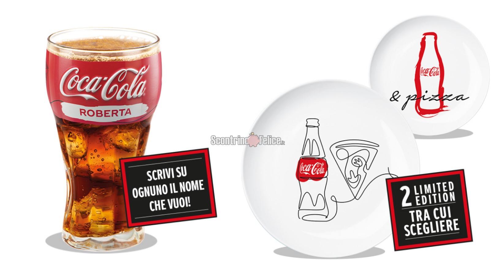 Concorso “Personalizza i tuoi momenti con Pizza e Coca-Cola”: in palio set da 6 bicchieri con il tuo nome e 6 piatti pizza limited edition