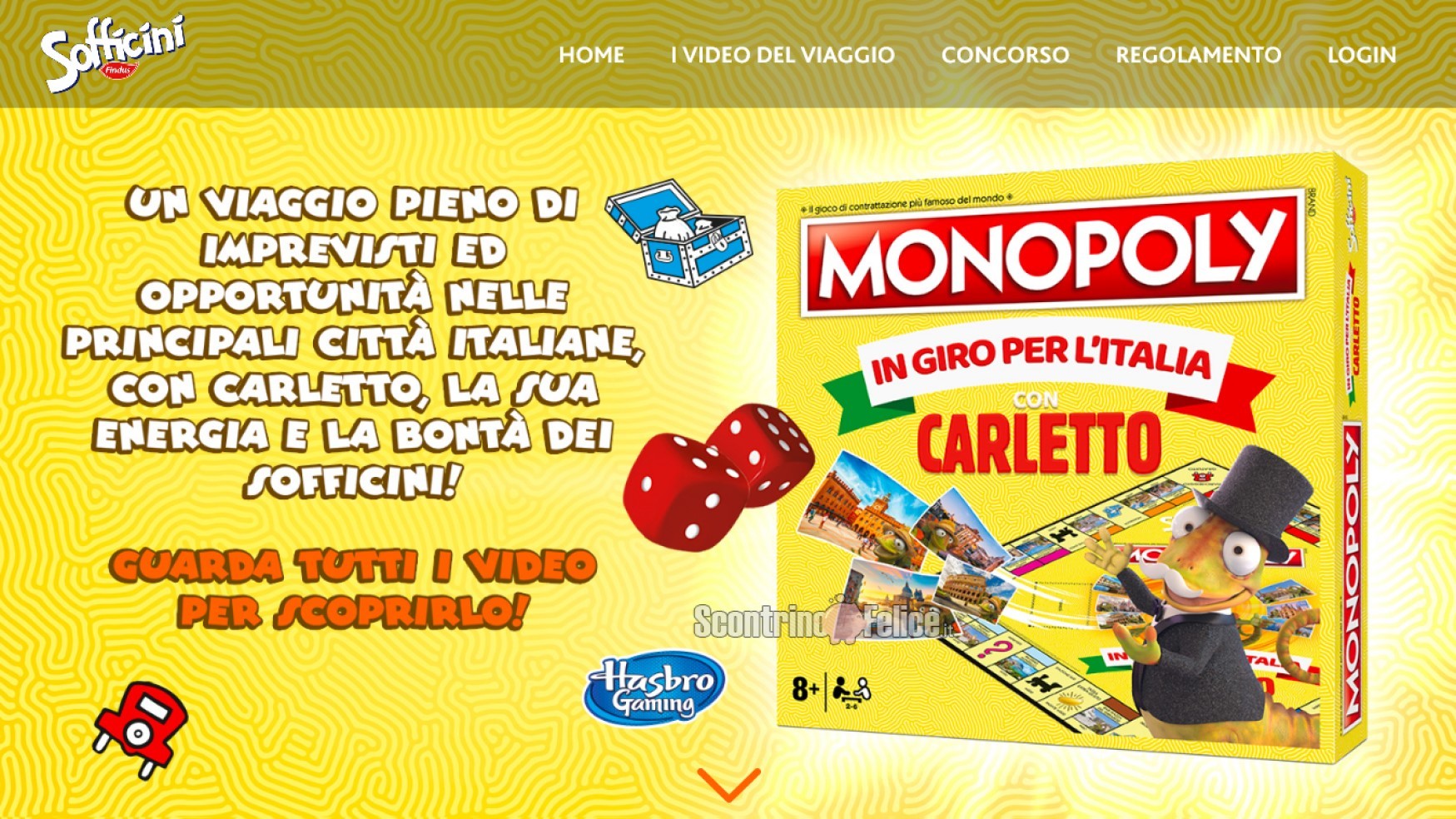 Concorso Sofficini "In giro per l’Italia con Carletto": vinci 2.000 Monopoly in Edizione Speciale