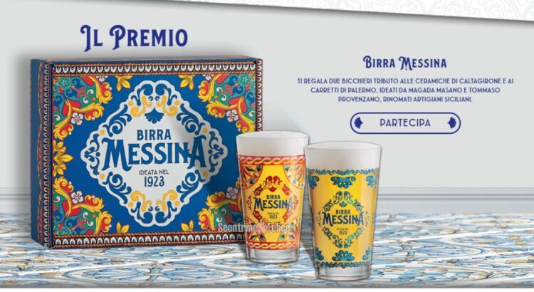 Birra Messina ti regala 2 bicchieri decorati tributo agli artisti siciliani premio certo