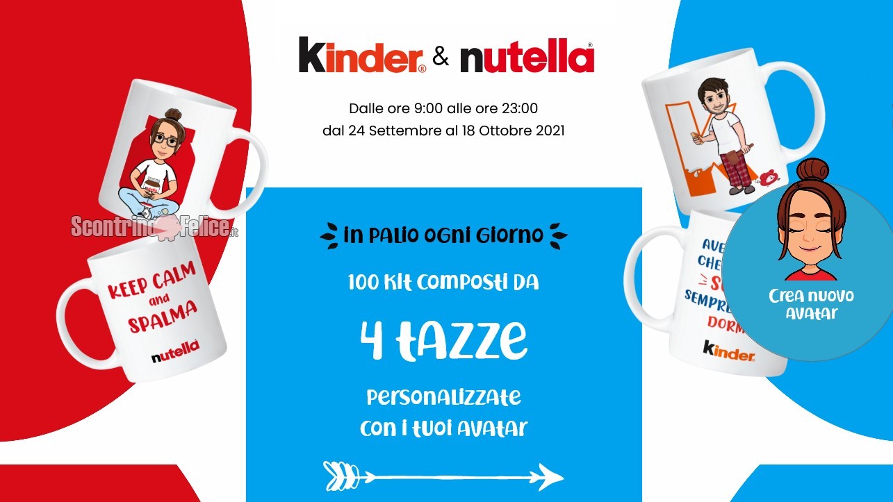 Concorso Nutella Kinder Delacre WeLoveColazione 2021 vinci tazze con avatar