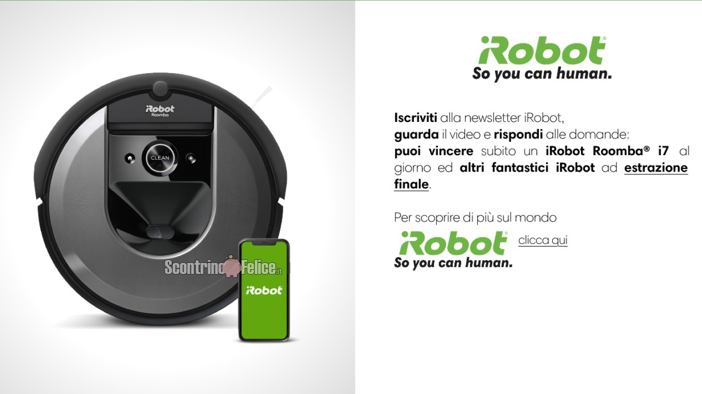Concorso gratuito iRobot vinci subito Roomba i7