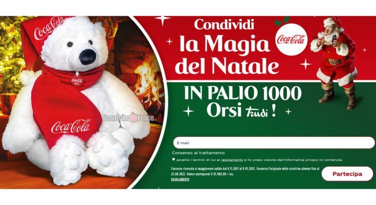 Concorso Coca-Cola, Fanta, Sprite, Kinley “Condividi La Magia Del Natale”: vinci 1000 orsi di peluche Trudi