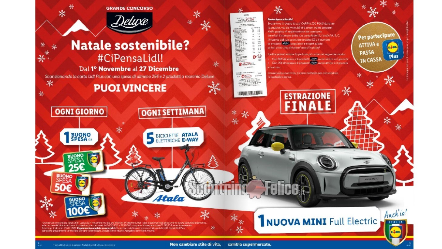 LIDL "Grande Concorso Deluxe Natale 2021": vinci buoni spesa, bici elettriche Atala e una MINI Cooper SE Electric