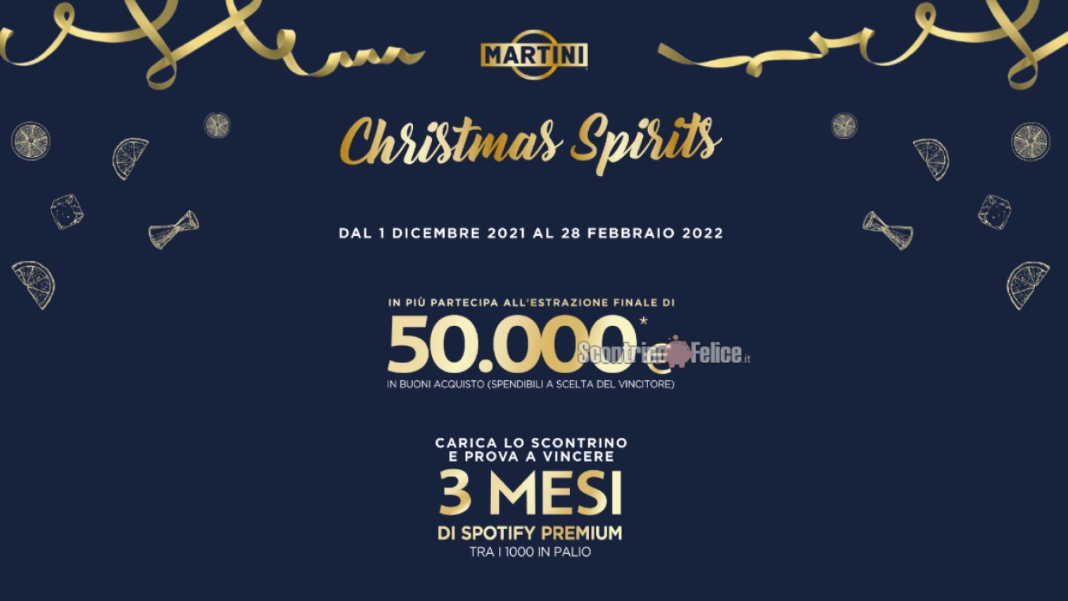 Concorso Martini “Christmas Spirits”: in palio 1000 abbonamenti Spotify Premium e un buono spesa da 50.000 Euro!