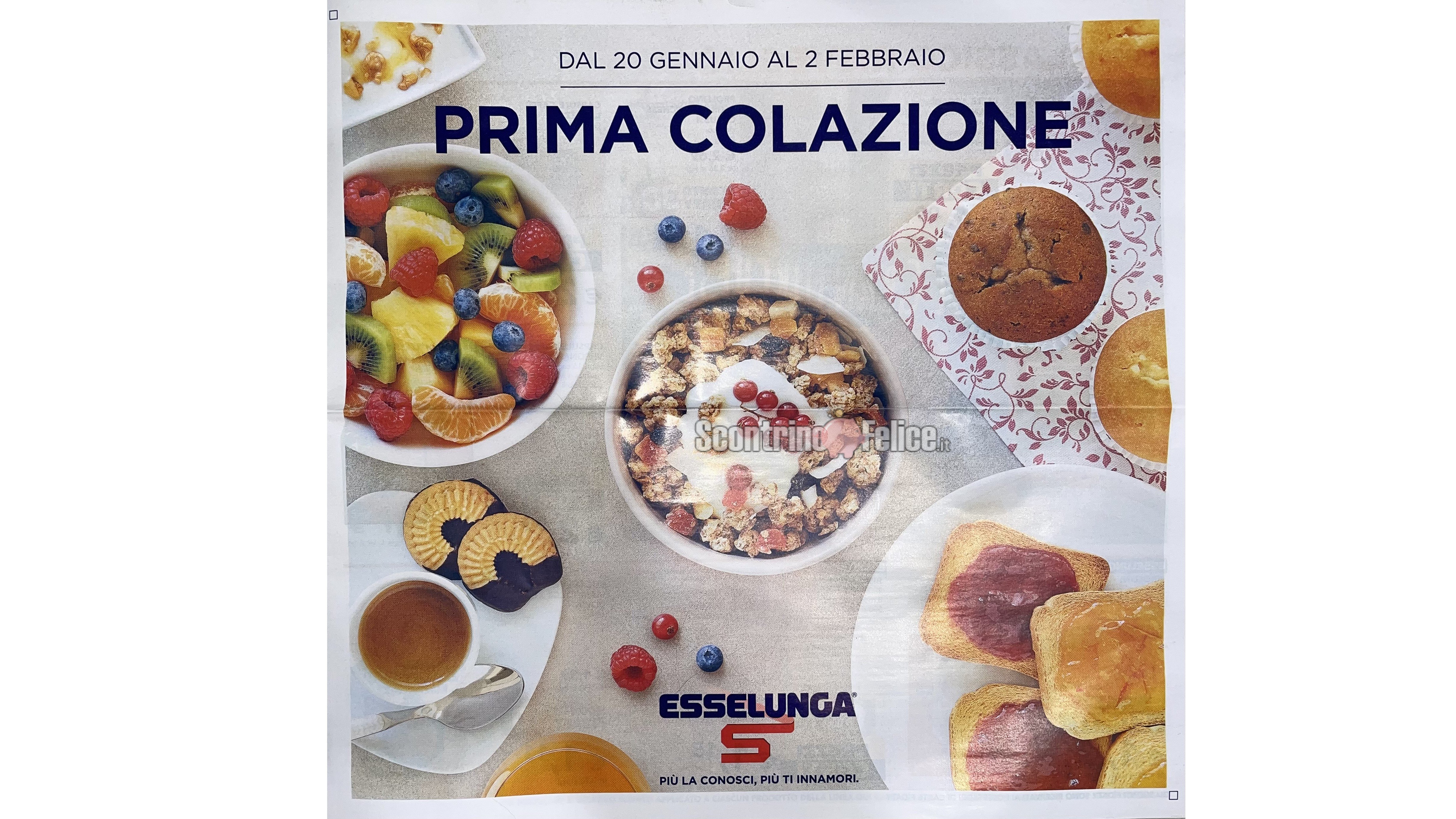 Anteprima Volantino Esselunga Prima Colazione valido dal 20 gennaio al 2 febbraio 2022