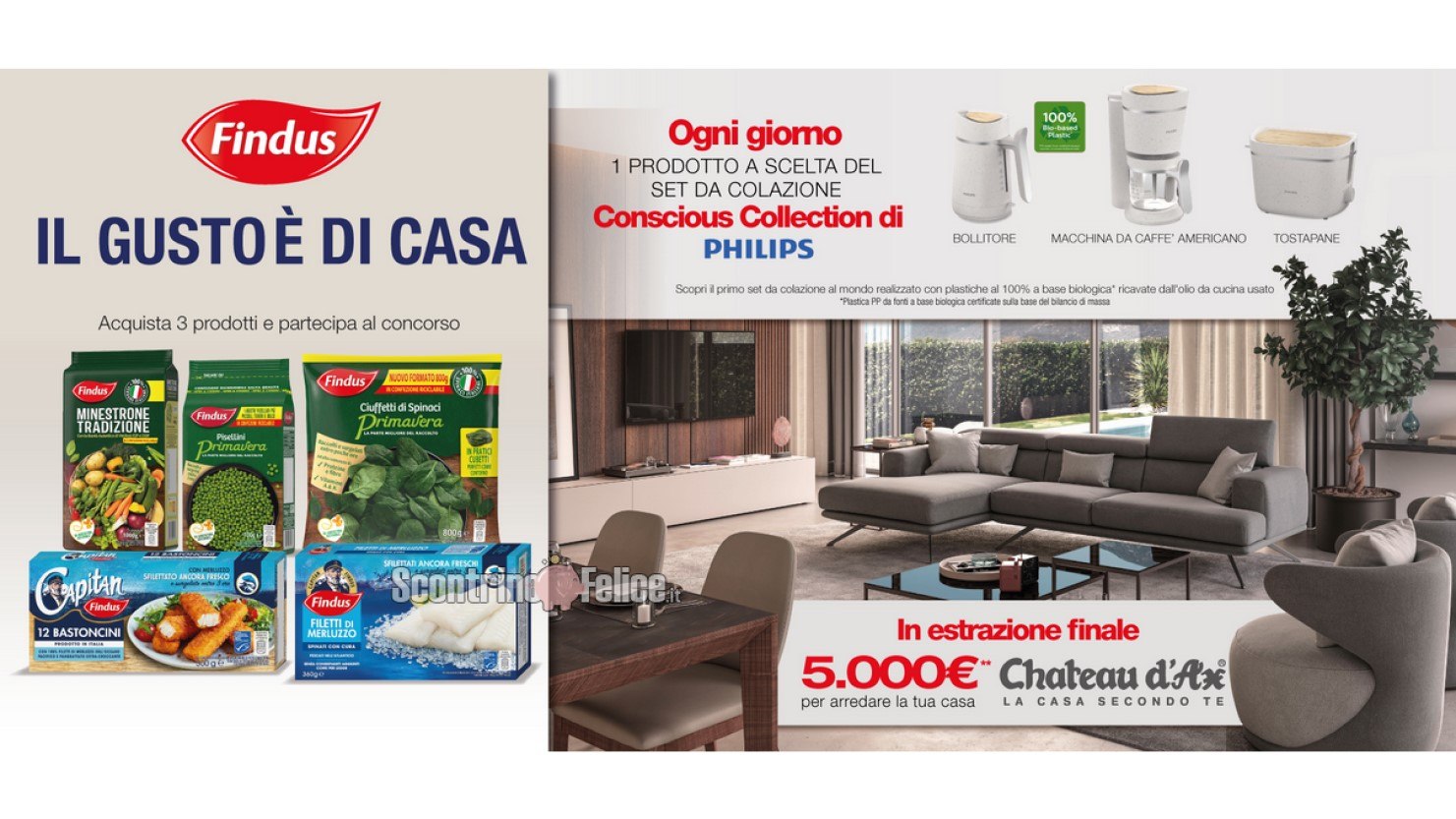 Concorso Findus “Il gusto è di casa”: vinci premi Philips e voucher Chateau d’Ax da 5000 euro!