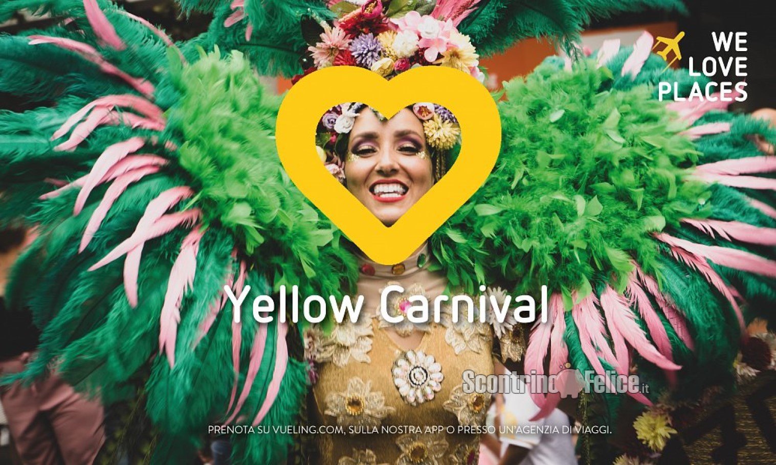 Concorso gratuito Vueling "Yellow Carnival": vinci volo A/R per 2 persone!
