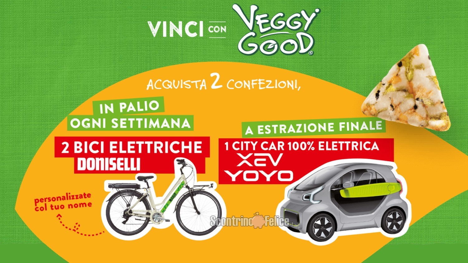 Concorso "Vinci con San Carlo Veggy Good": in palio Bici Elettriche Doniselli e City Car elettrica XEV YOYO