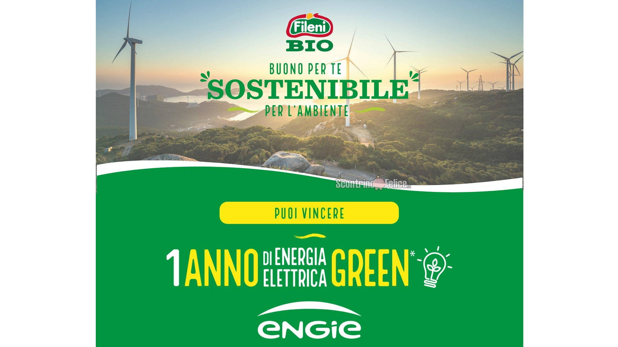 Concorso Fileni “Buono Per Te, Sostenibile Per L’Ambiente”: vinci 1 anno di energia elettrica green Engie