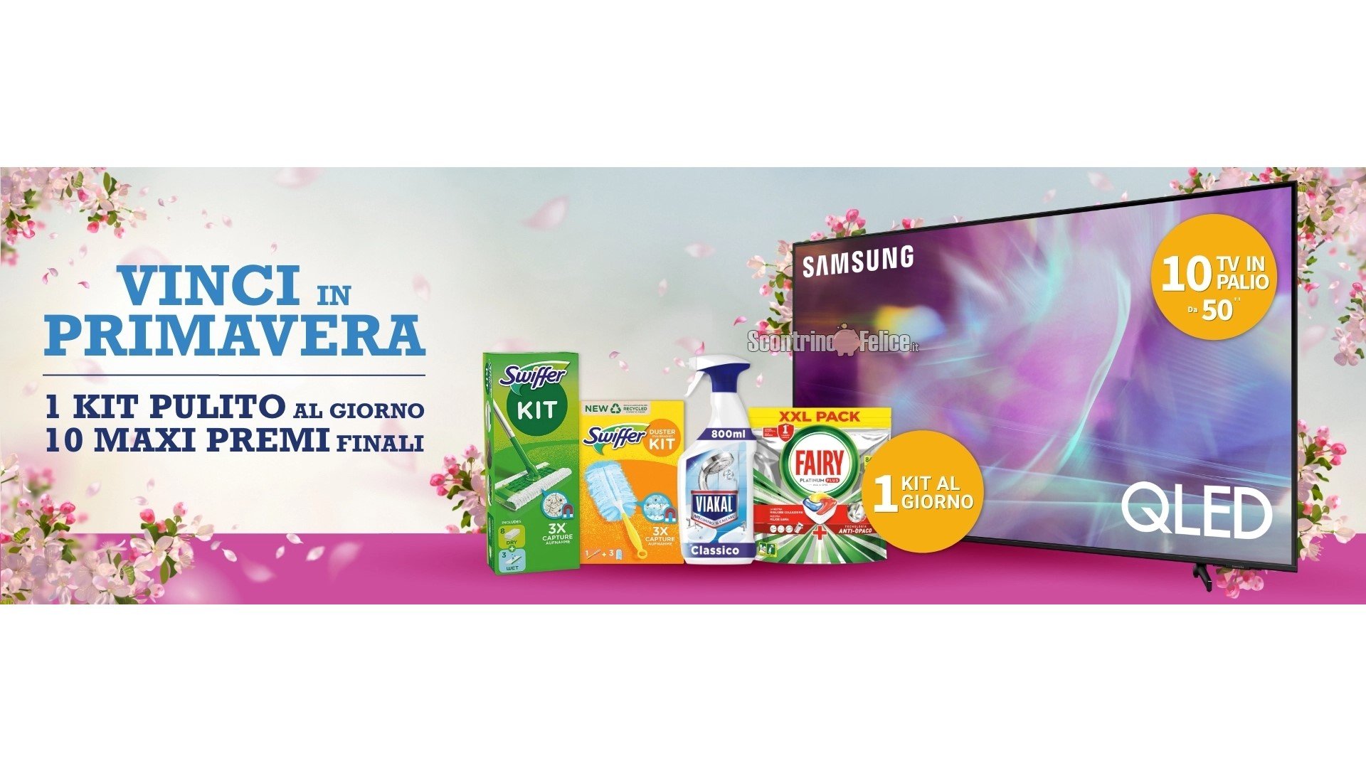 Concorso gratuito "Pulizie di Primavera": vinci kit di prodotti P&G e 1 Smart TV Samsung 50"