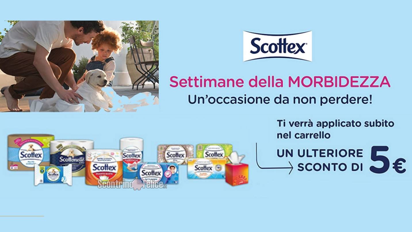 Scottex “Settimana della morbidezza” su Amazon: 5€ di sconto immediato!