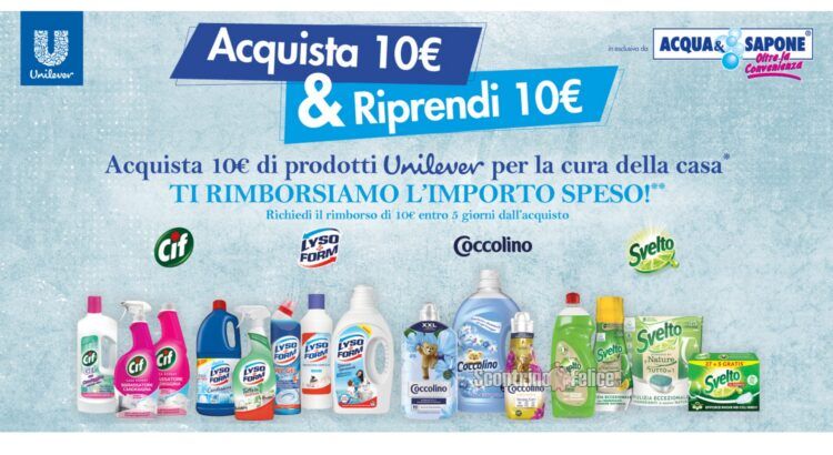 Cashback Unilever Coccolino, Cif, Svelto, LysoForm “Acquista10€&Riprendi10€”: ecco come ricevere il rimborso!