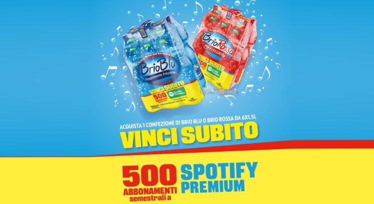 Concorso acqua Brio Blu e Brio Rossa: in palio 500 abbonamenti semestrali a Spotify Premium!