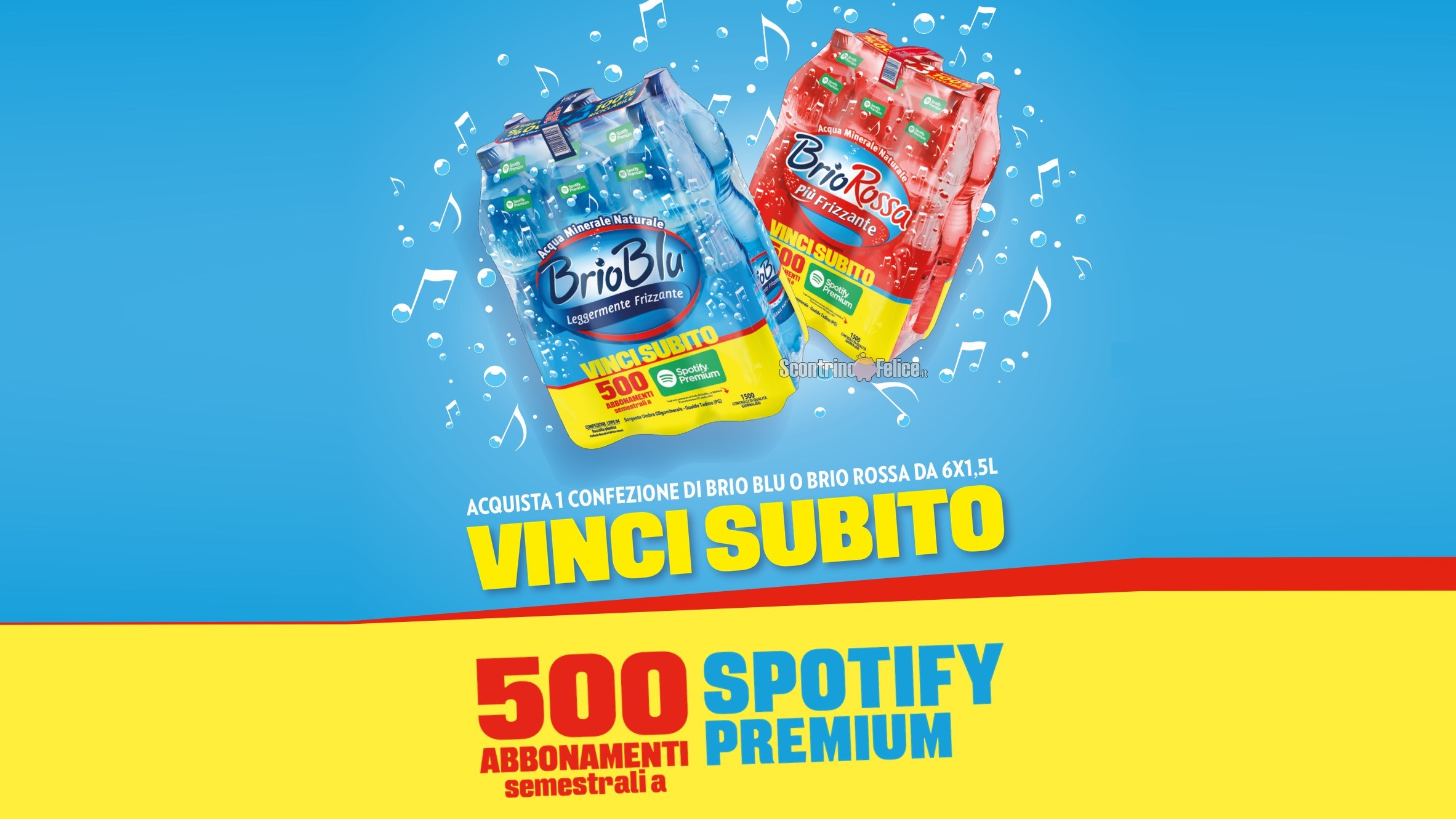 Concorso acqua Brio Blu e Brio Rossa: in palio 500 abbonamenti semestrali a Spotify Premium!