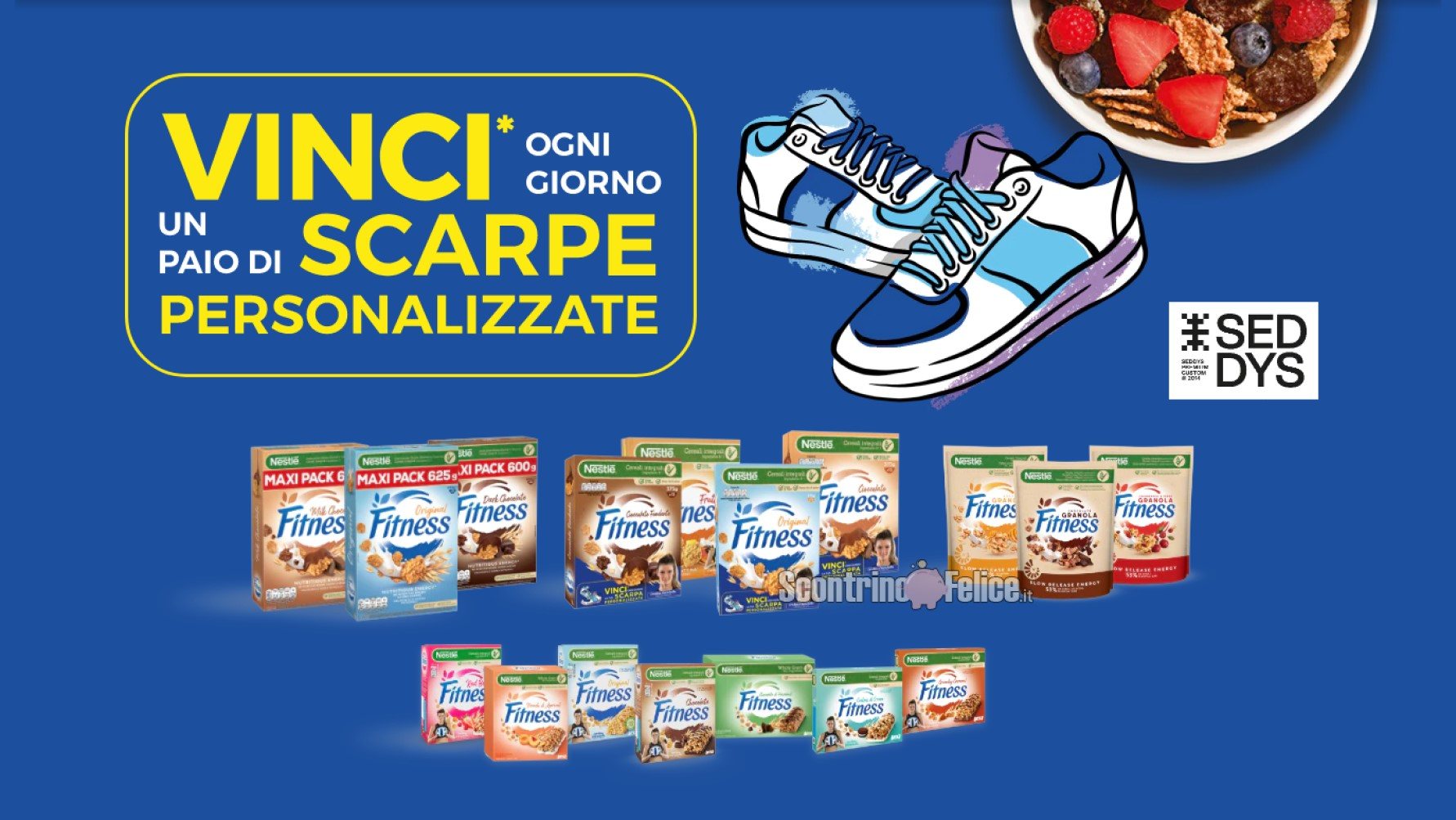 Concorso Cereali Fitness: vinci scarpe personalizzate Seddys