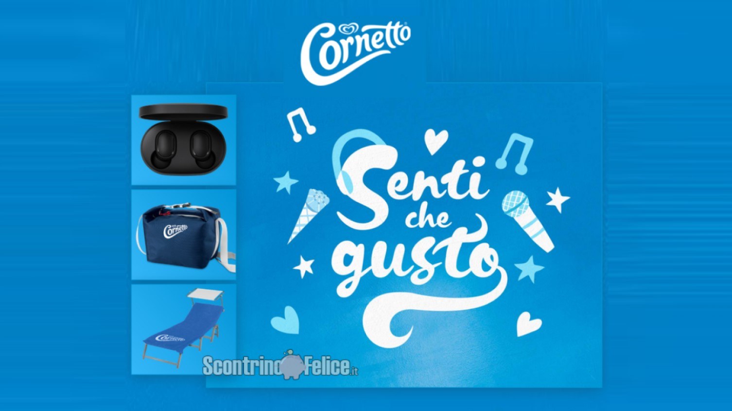 Concorso Cornetto Algida "Senti che gusto": vinci auricolari wireless, borse termiche Guzzini e teli mare brandizzati