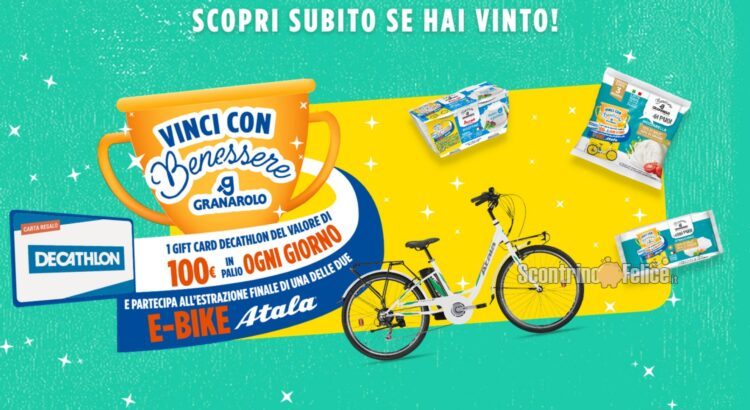 Concorso Granarolo “Vinci Con Benessere”: in palio buoni Decathlon da 100 euro e biciclette elettriche E-Urban Bike Atala
