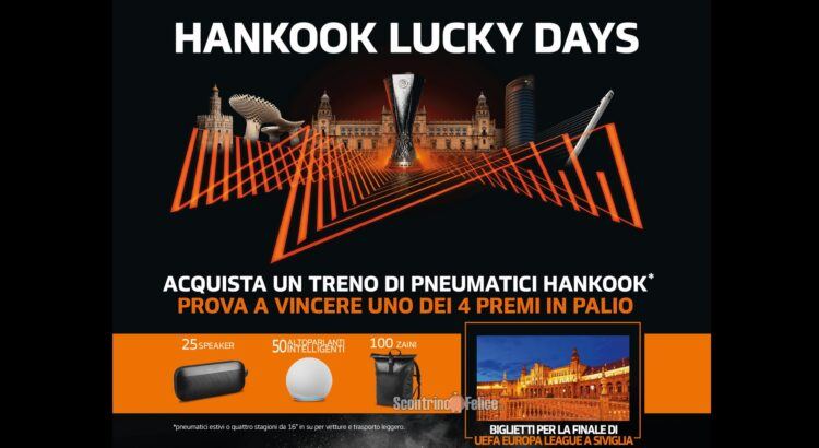 Concorso “Hankook Lucky Days”: vinci zaini brandizzati, Amazon Echo, Speaker Bose e la Finale di UEFA Europa League