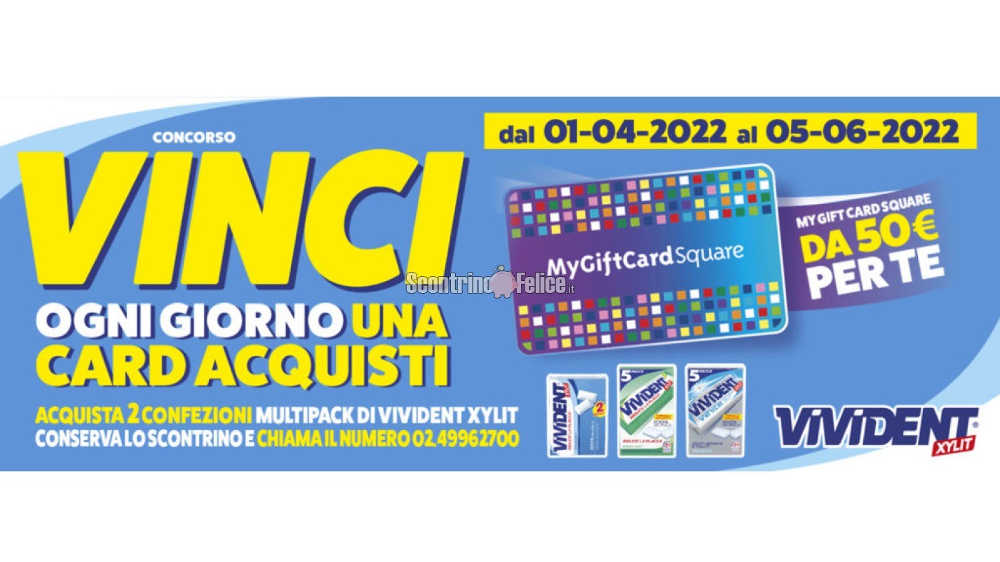 Concorso Vivident Xylit: in palio ogni giorno una My Gift Card Square da 50€