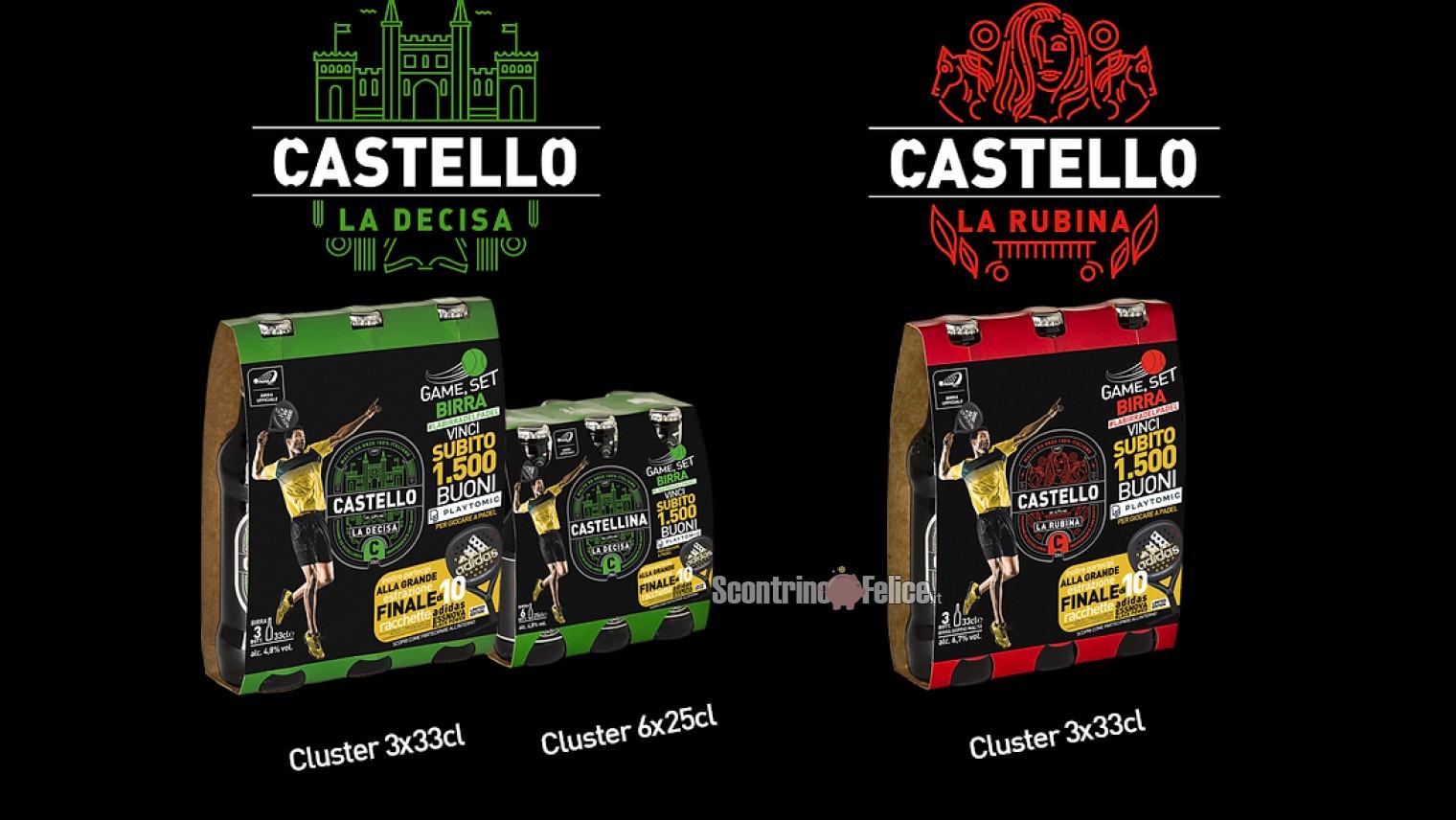 Concorso Birra Castello: vinci voucher Playtomic da 10 euro e racchette da padel Adidas 1