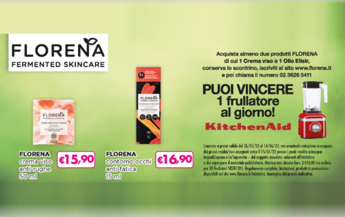 Concorso Florena Fermented Skincare: vinci frullatore Kitchenaid