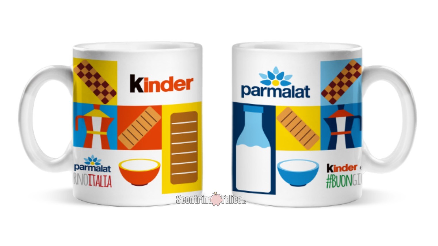 Premio sicuro Kinder e Parmalat Buongiorno Italia 2022 Tazze Mug da colazione