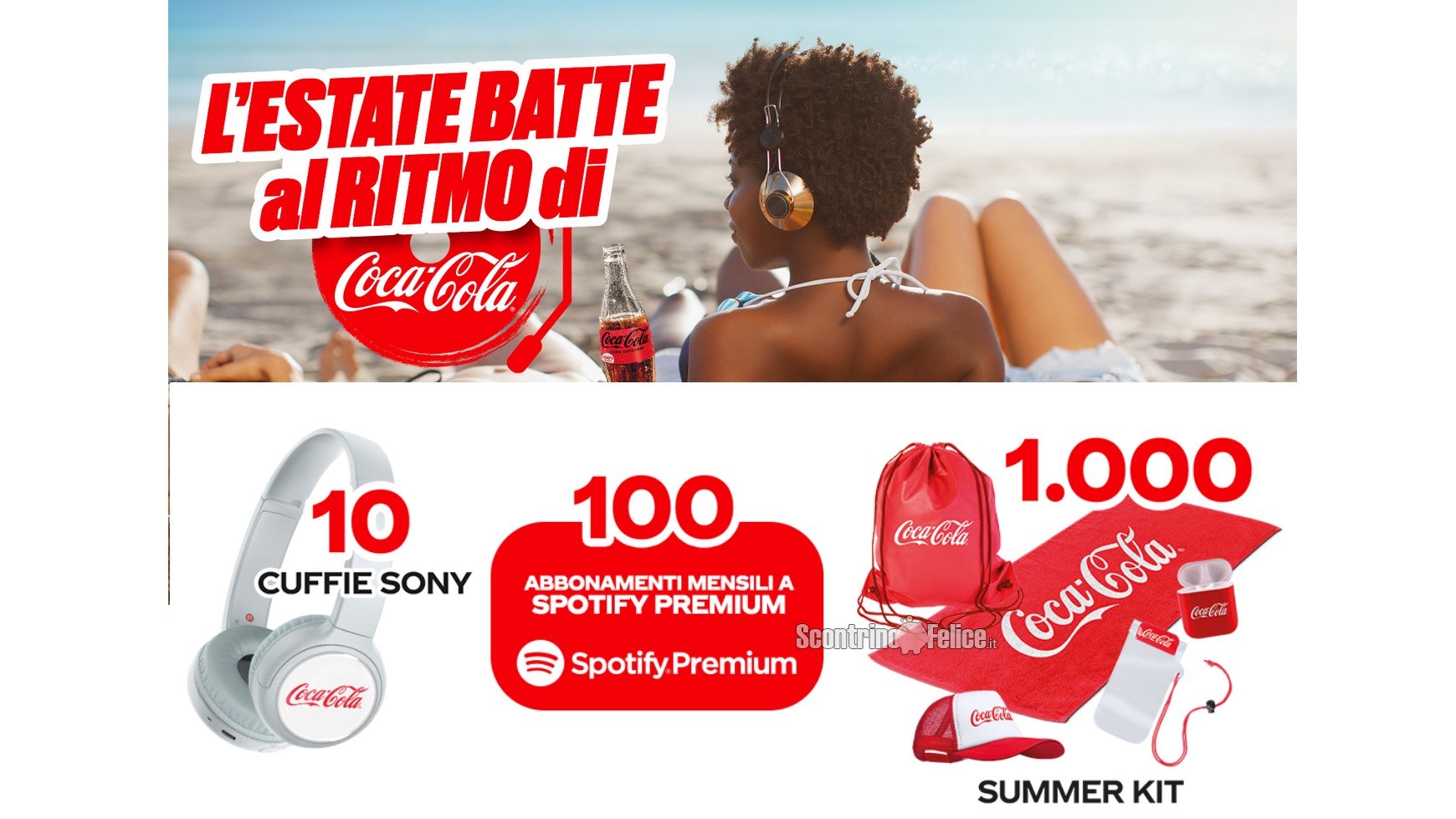 Concorso Coca Cola, Fanta e Sprite “L’estate batte a ritmo di Coca-Cola”: in palio Summer kit, abbonamenti Spotify e cuffie Sony brandizzate