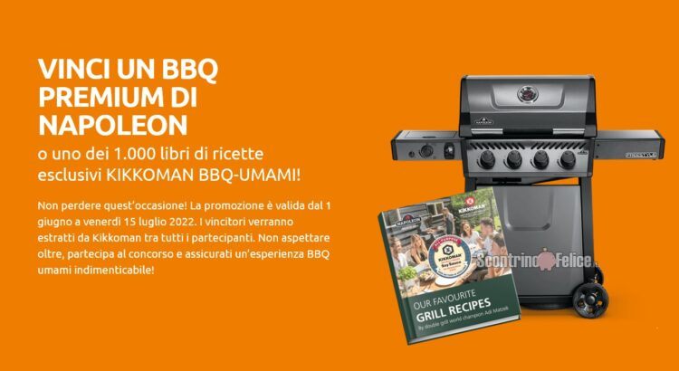Concorso gratuito Kikkoman "Umami BBQ": vinci barbecue Napoleon e libri di ricette con soia