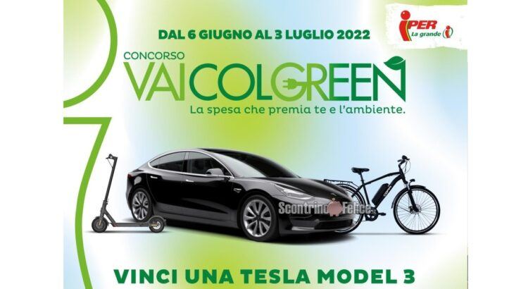 Concorso Iper La Grande i "Vai col green": in palio monopattini, bici, purificatori... e una TESLA!