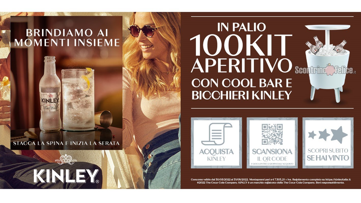 Concorso Kinley “Brindiamo ai momenti insieme”: in palio 100 kit aperitivo con Cool Bar e bicchieri brandizzati