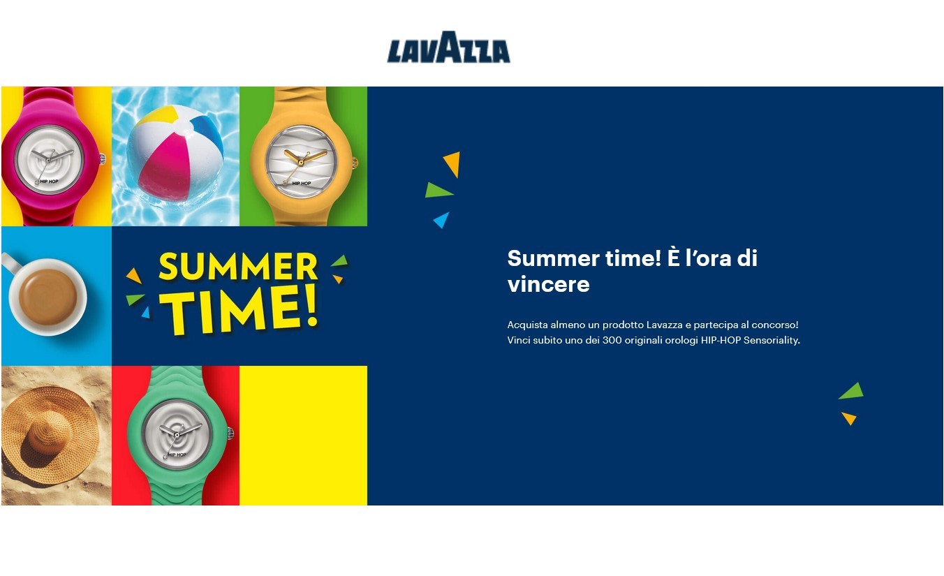 Concorso Lavazza "Summer Time": vinci subito uno dei 300 orologi HIP-HOP Sensoriality in palio!